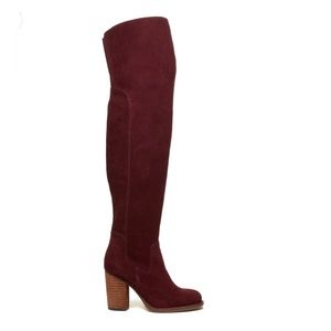Kelsi Dagger Womens Loganos Suede Thigh High Boots Size 9, Garnet/Burgundy NIB